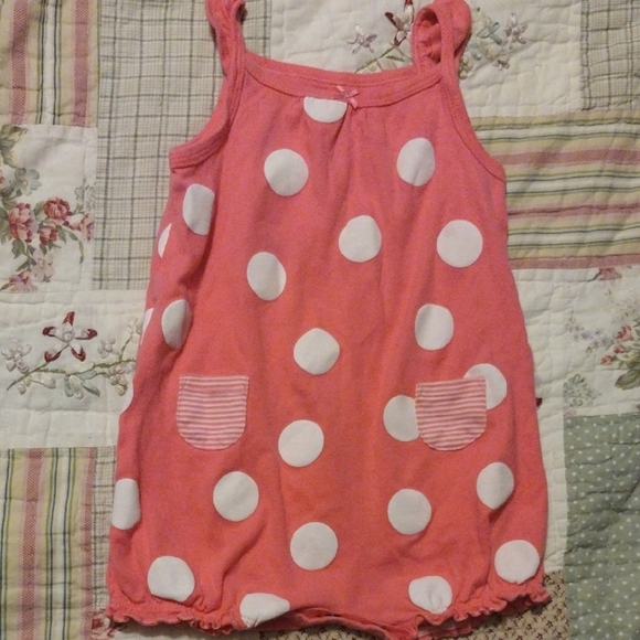 Carter's Other - Pink Polka Dot Kids Romper With Cute Pockets And Crab On The Bottom